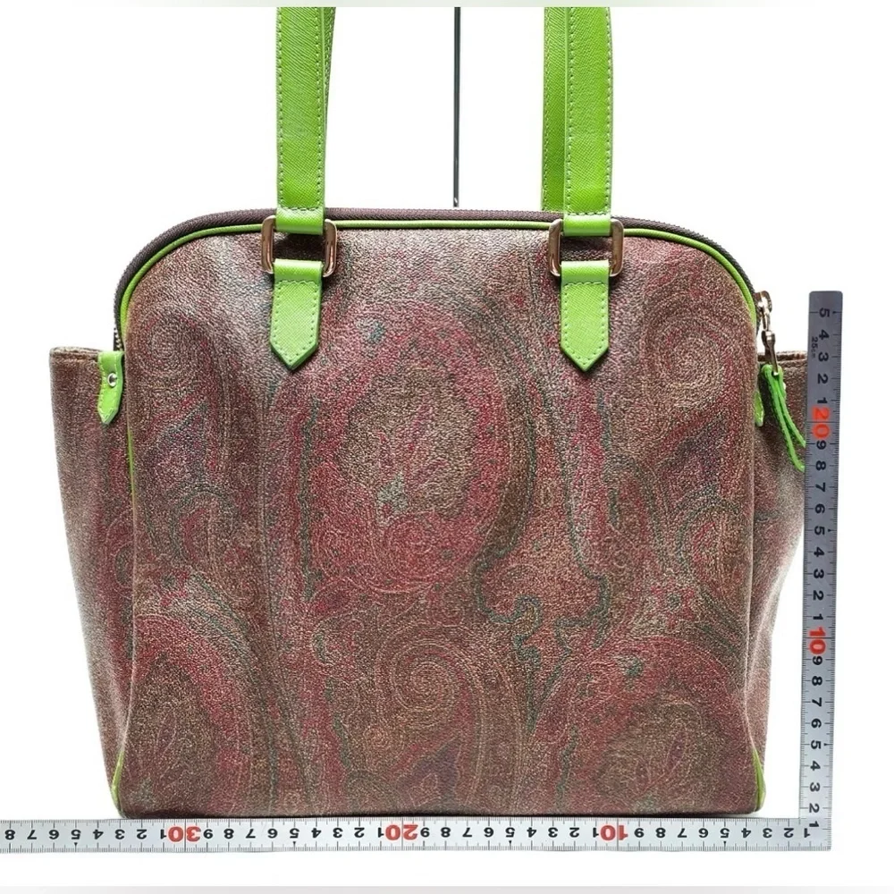 Etro Paisley Print w/ Green Leather Accents